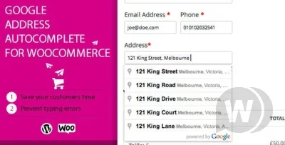 Google Address Autocomplete plugin for WooCommerce