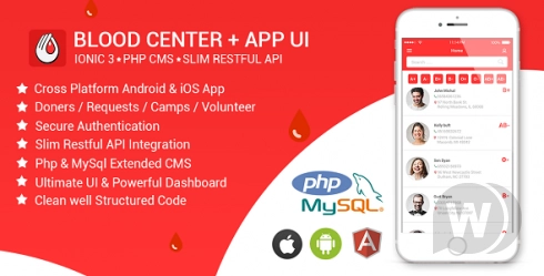 Blood Center | Blood Donation App | Android and iOS | PHP Admin Control Panel | Rest API