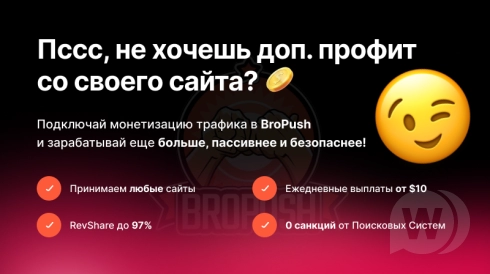 Safe and profitable domonetization of your traffic with BroPush
