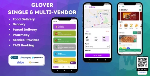 Glover Grocery, Food, Pharmacy Courier and Service Provider + Backend + Driver and Vendor app