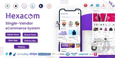 Hexacom single vendor eCommerce App with Website, Admin Panel and Delivery boy app