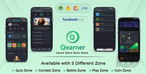 Qearner Quiz App | Android Quiz game with Earning System + Admin panel