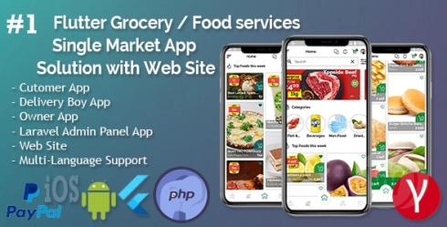 Single Market Grocery/Food/Pharmacy (Android+iOS+Admin Panel) Full App Solution with Web Site