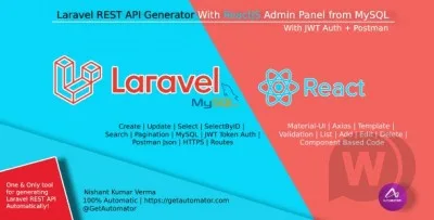 Laravel REST API Generator With React Admin Panel Generator + JWT Auth + Postman