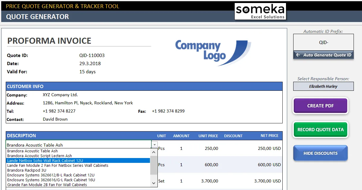 Excel Quotation Generator with Database