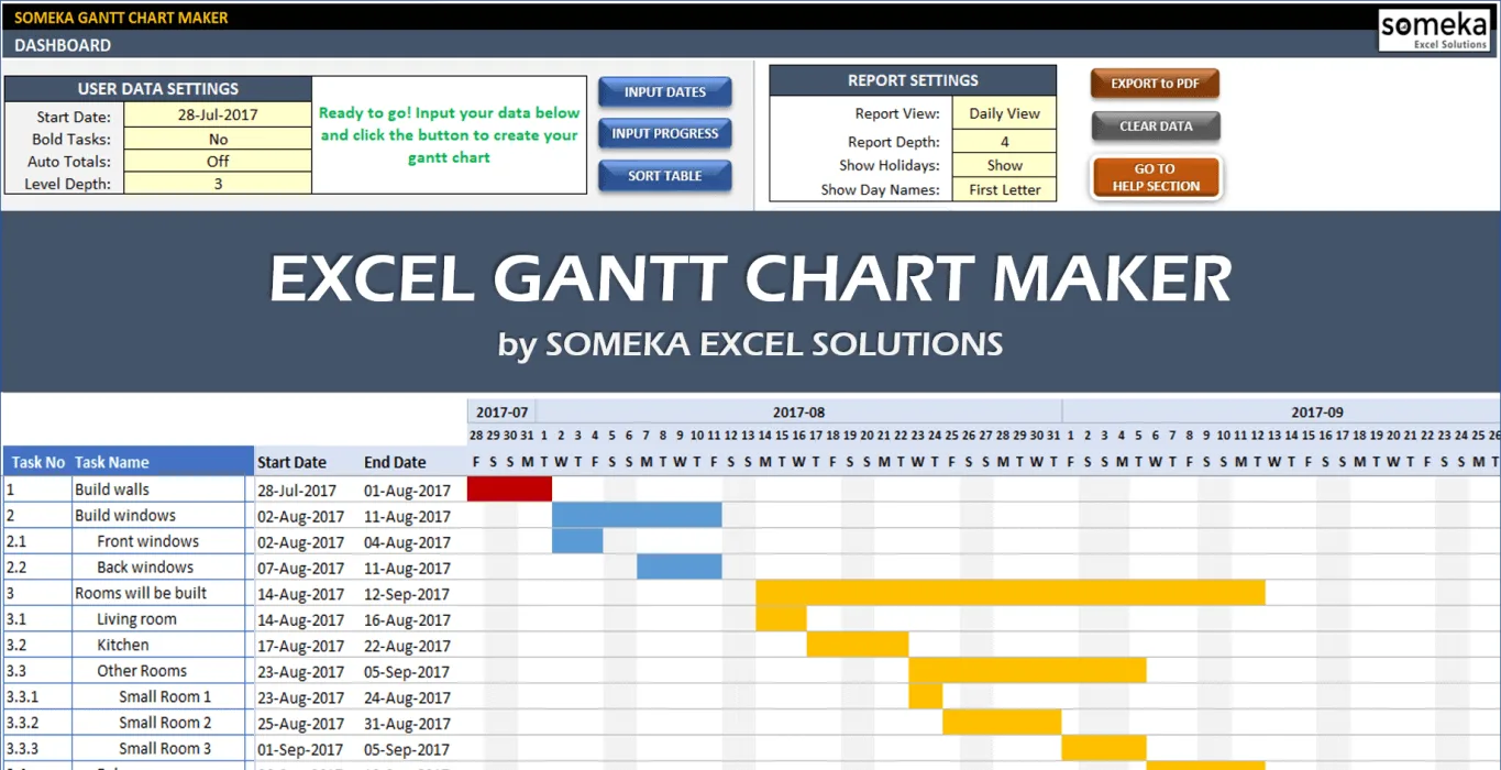 WBS Gantt Chart Excel Template